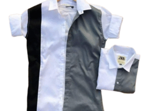 Cotton Full Sleeve Printed Casual Shirt For Men - White and Gray